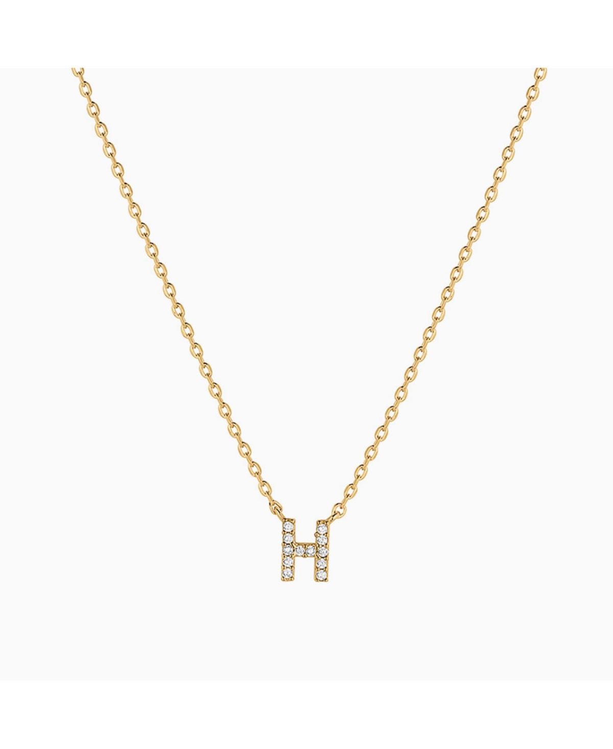 Crystal Initial Necklace - Gold - o