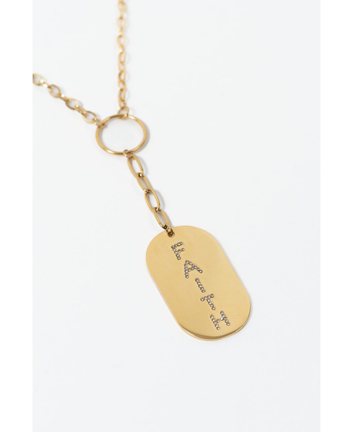 316L It Girl Gold-Tone Dog Tag Necklace - Faith - gold