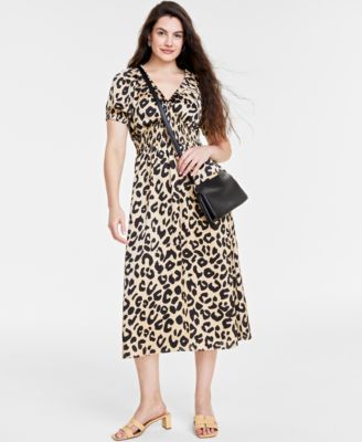 Womens Satin Chiffon Leopard Midi Dress Redelle Small Crossbody Beatris H Band Dress Sandals Created For Macys