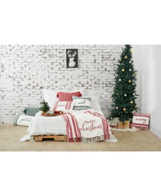 "Merry Christmas" Morgan Red & White 100% Cotton Handwoven Throw Blanket 50" x 60"