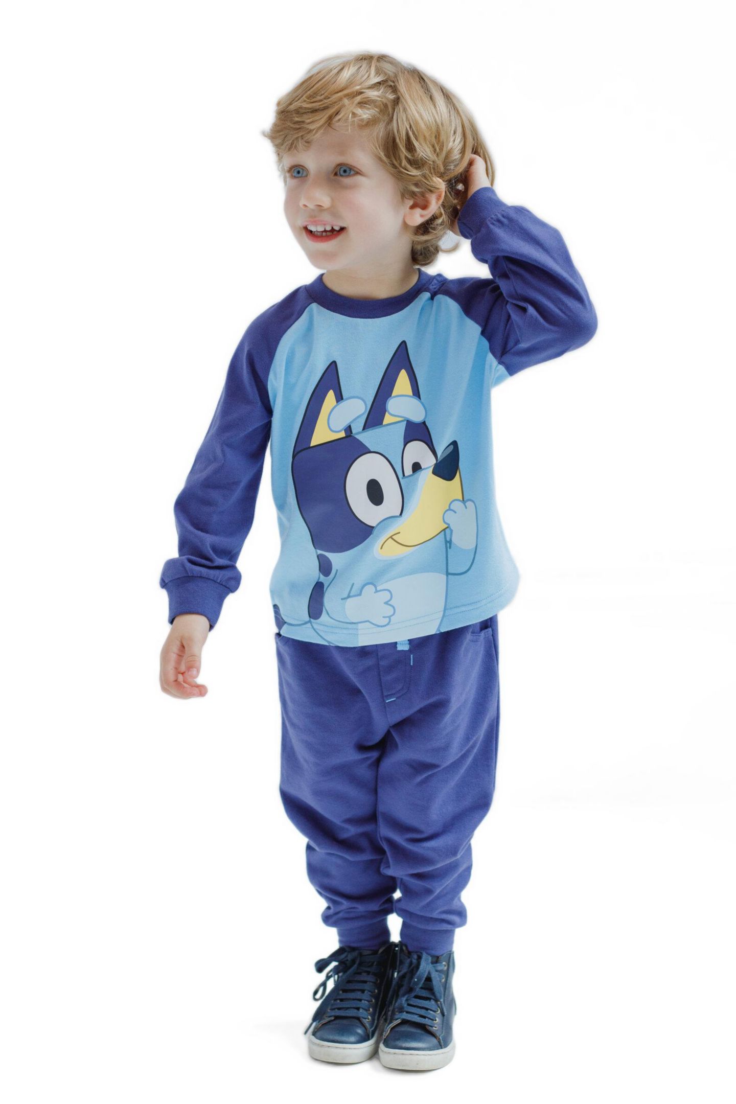Детские брюки Bluey T-Shirt and Jogger French Terry Pants Toddler Child Boys, цвет: Тёмно-синий светлый синий — фото 2
