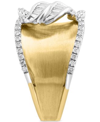 EFFY&reg; Diamond Baguette & Round Wide Statement Ring (3/8 ct. t.w.) in 14k Two-Tone Gold