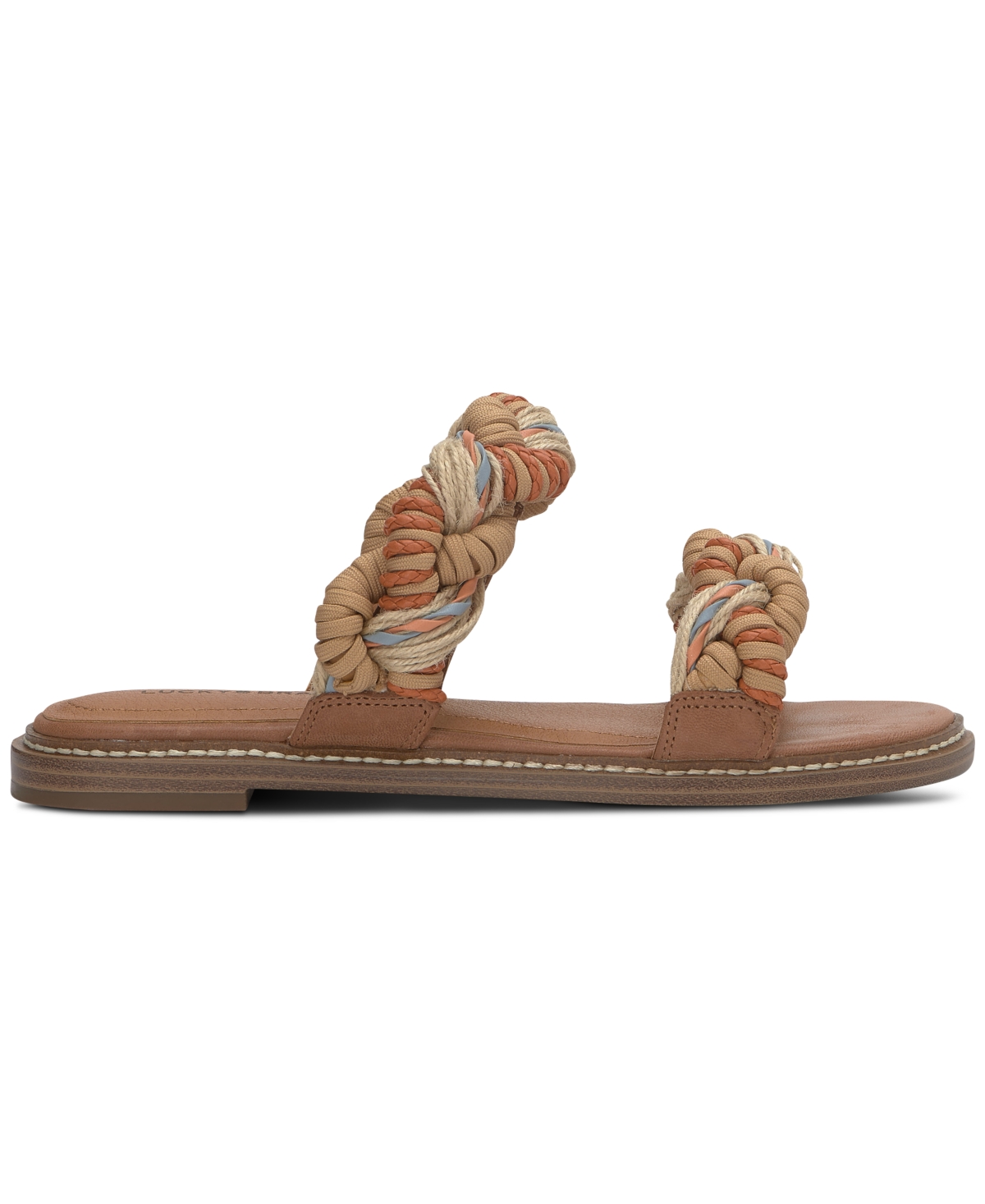 Shop Lucky Brand Women's Kabrina Braided Flat Slide Sandals In Sunset Multi Leather
