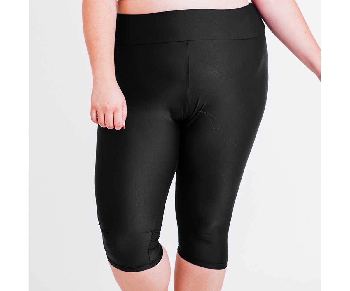 Women's Plus Size Capri Swim Leggings - Black