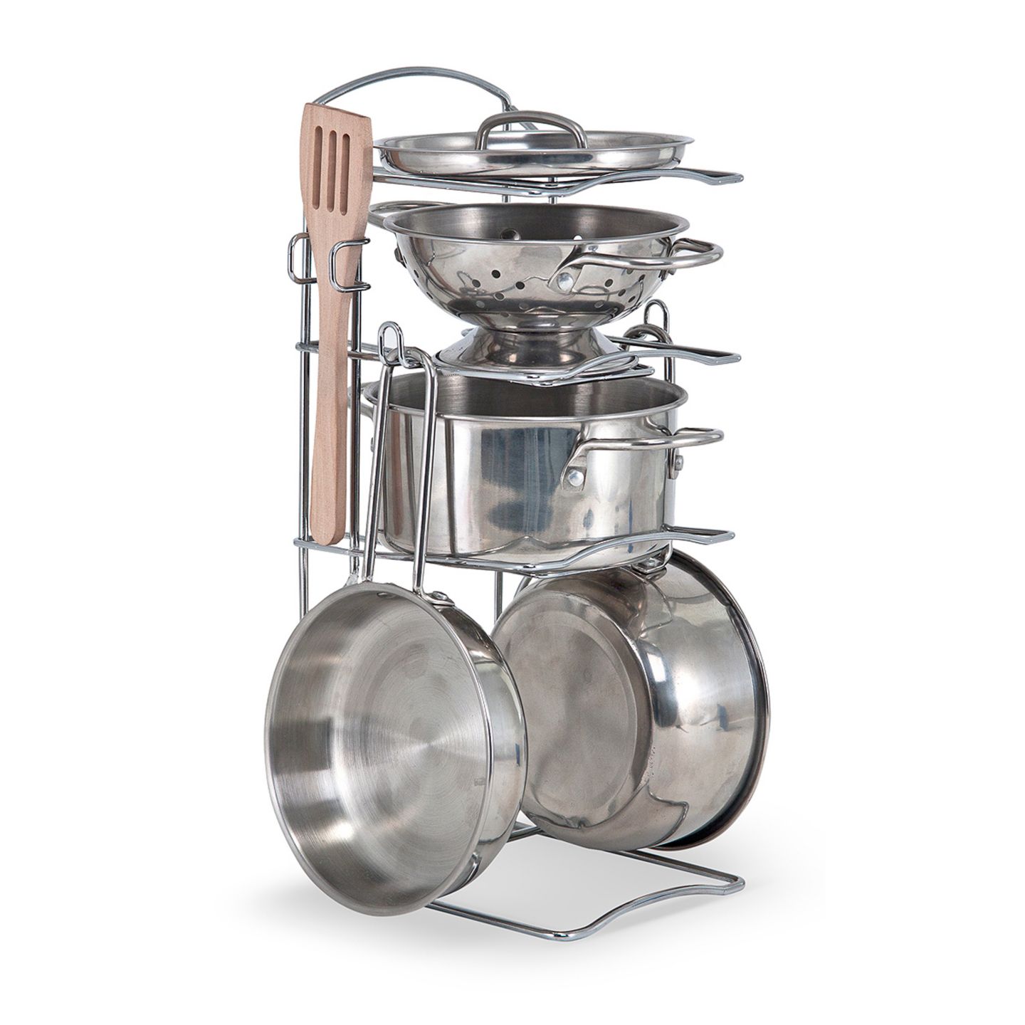 Детские игрушки Melissa and Doug Let's Play House Stainless Steel 8-Piece Pots & Pans Play Set, Ages 3+ — фото 4
