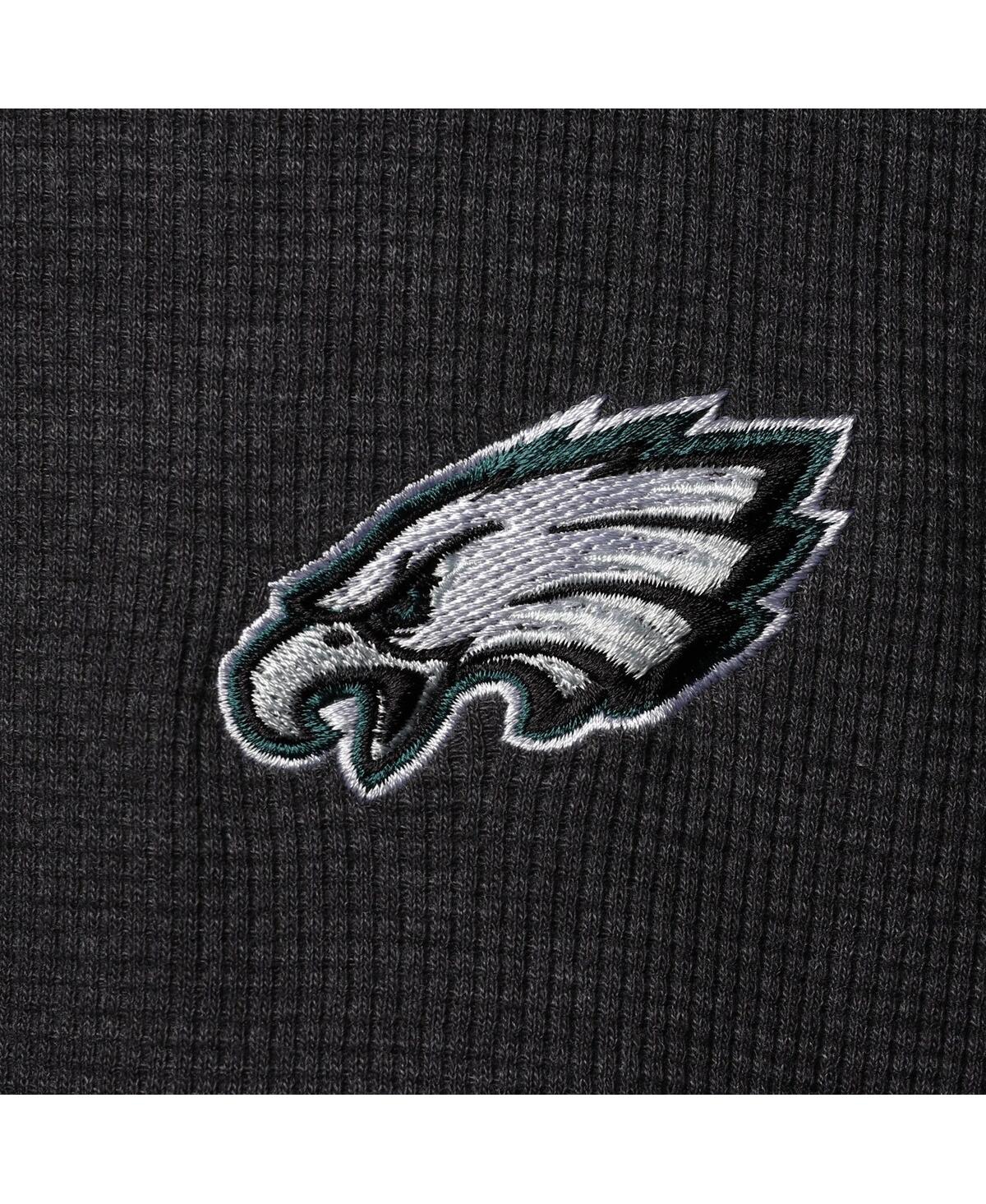 DUNBROOKE MEN'S DUNBROOKE CHARCOAL PHILADELPHIA EAGLES LOGO MAVERICK THERMAL HENLEY LONG SLEEVE T-SHIRT 