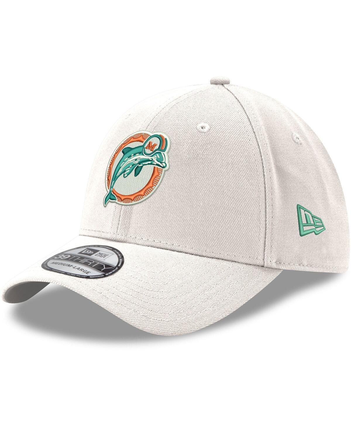 Shop New Era Men's  White Miami Dolphins Throwback Logo Iced Ii 39thirty Flex Hat