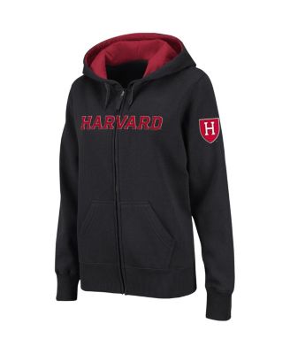 Women's Black Harvard Crimson Arched Name Full-Zip Hoodie