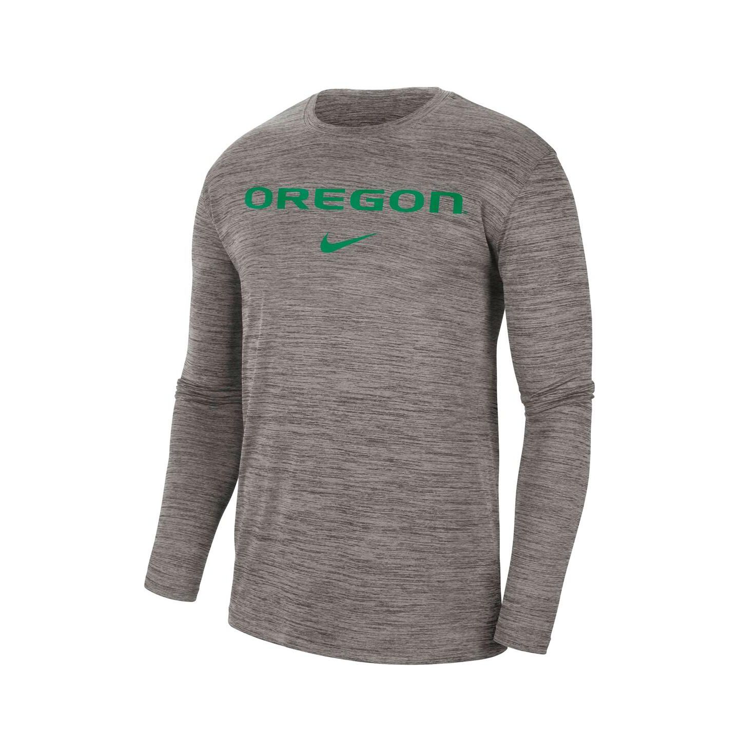 Мужская футболка Nike Heather Gray Oregon Ducks Team Velocity Performance Long Sleeve — фото 3