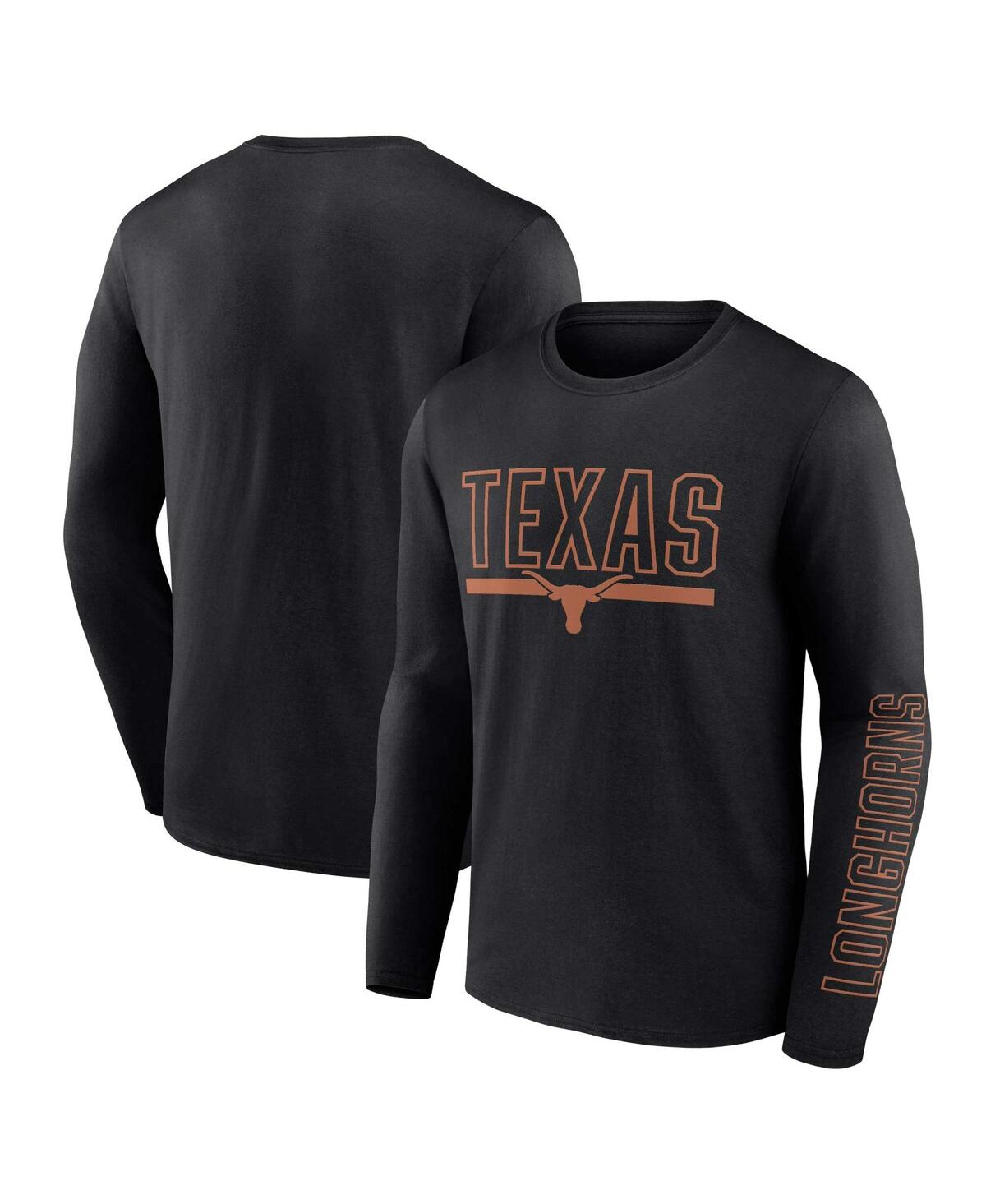 Men's Profile Black Texas Longhorns Big and Tall Two-Hit Graphic Long Sleeve T-shirt - Black