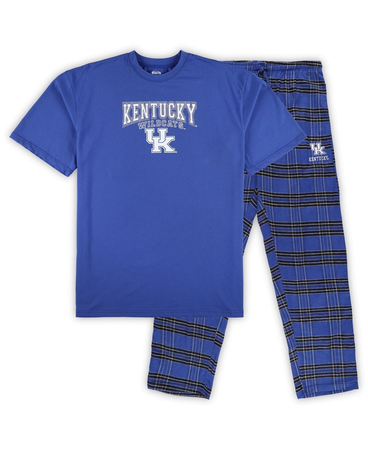 Shop Profile Men's  Royal Distressed Kentucky Wildcats Big And Tall 2-pack T-shirt And Flannel Pants Set