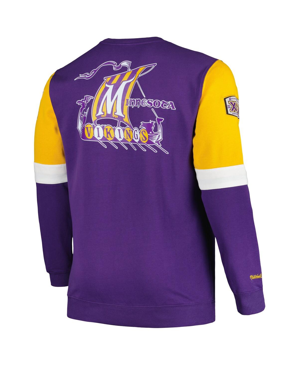 Shop Mitchell & Ness Men's  Purple Minnesota Vikings Big And Tall Fleece Pullover Sweatshirt