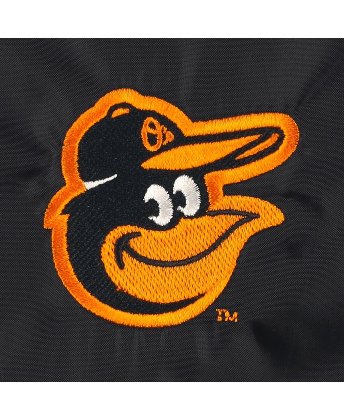 DUNBROOKE MEN'S DUNBROOKE BLACK BALTIMORE ORIOLES COACH'S RAGLAN FULL-SNAP WINDBREAKER JACKET 