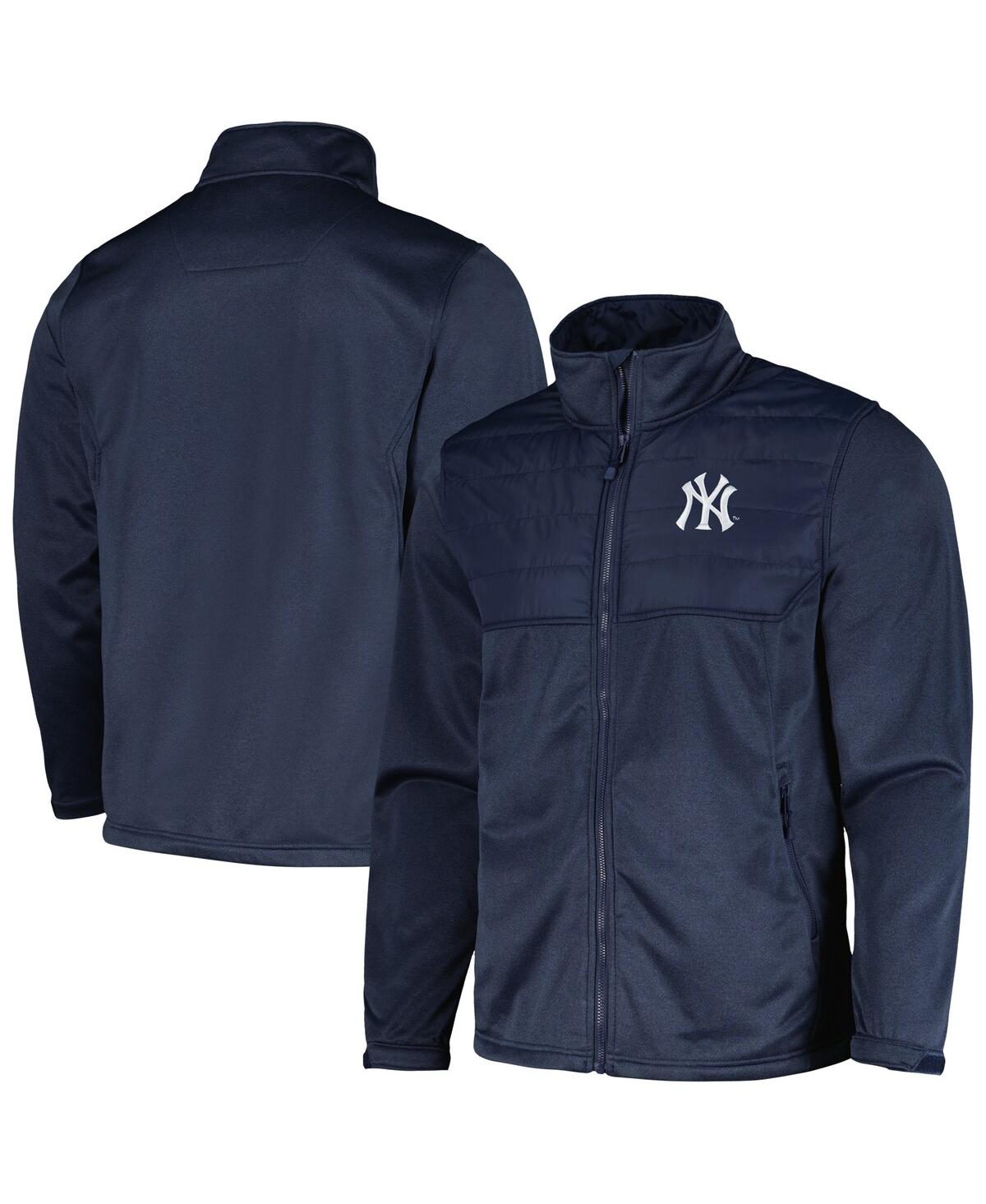 DUNBROOKE MEN'S DUNBROOKE HEATHER NAVY NEW YORK YANKEES EXPLORER FULL-ZIP JACKET 