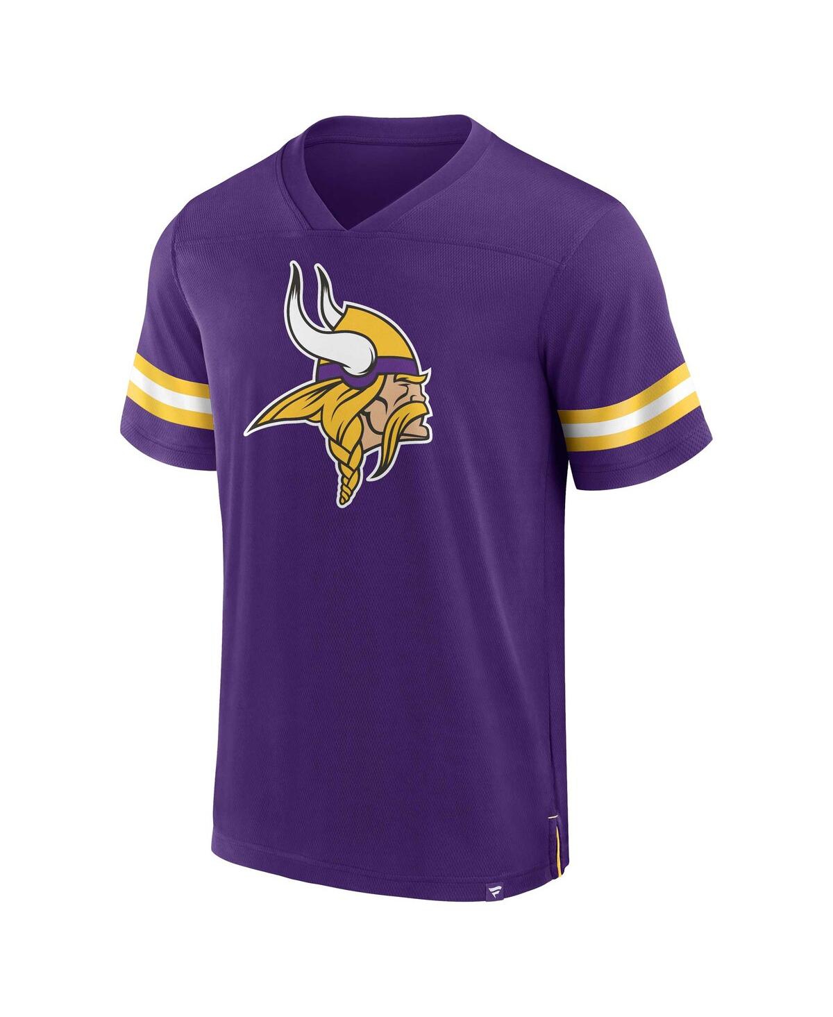 Men's FanaticsMinnesota Vikings Jersey Tackle V-Neck T-shirt - Purple
