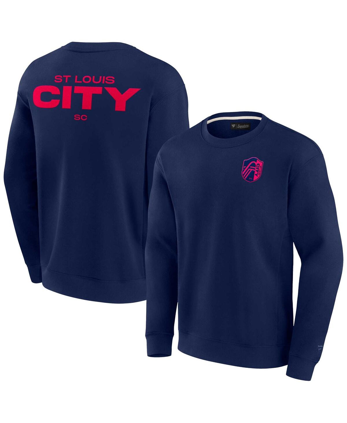 Men's and Women's Fanatics Signature Navy St. Louis City Sc Super Soft Fleece Crew Pullover Sweatshirt - Navy