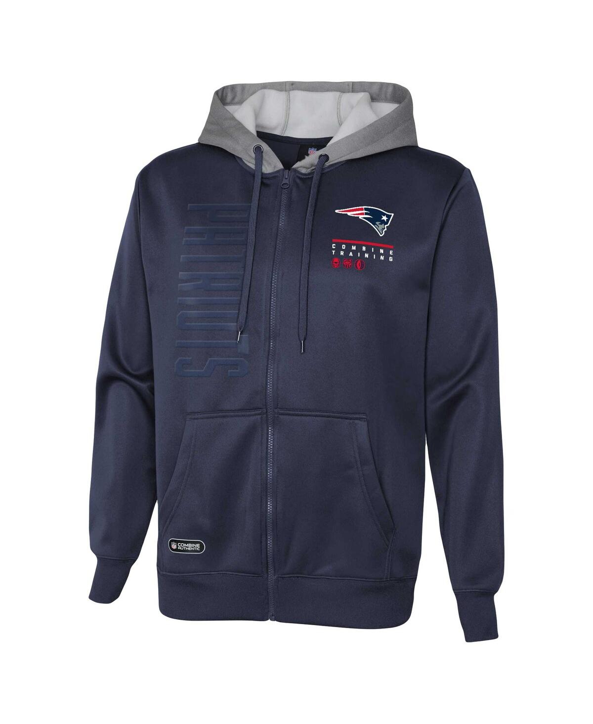 Shop Outerstuff Men's Navy New England Patriots Combine Authentic Field Play Full-zip Hoodie Sweatshirt