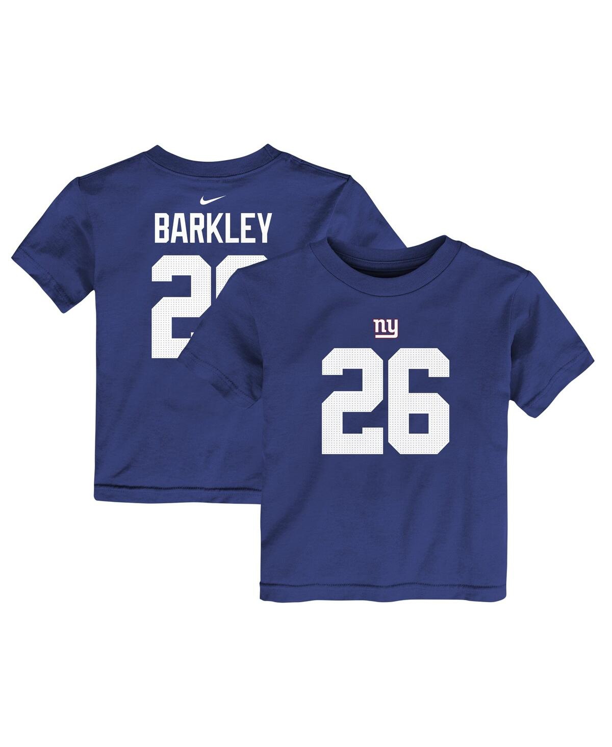 Nike Babies' Toddler Boys And Girls  Saquon Barkley Royal New York Giants Player Name And Number T-shirt