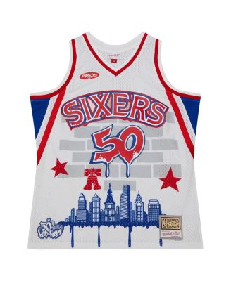 Men's x Tats Cru White Philadelphia 76ers Hardwood Classics Fashion Jersey