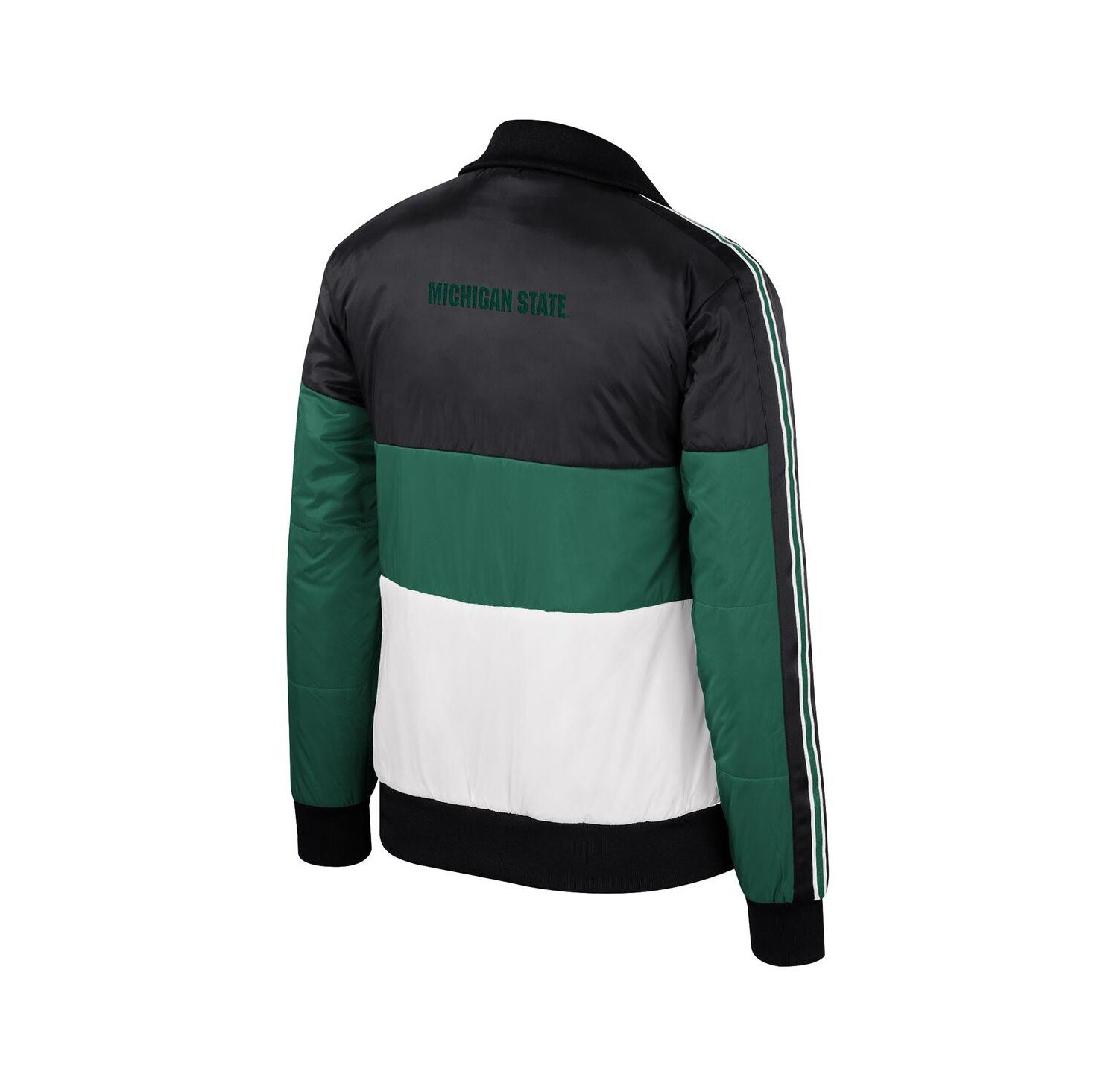 Women's Green Michigan State Spartans Color-Block Puffer Full-Zip Jacket