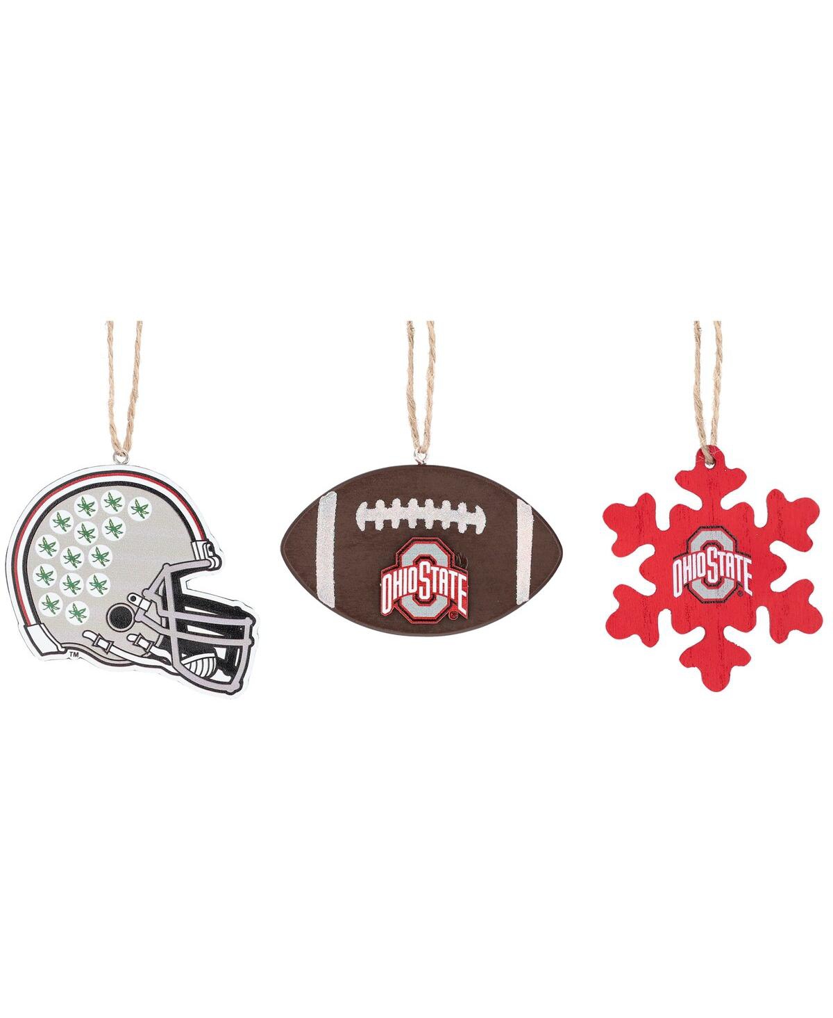 The Memory Company Ohio State Buckeyes Three-Pack Helmet, Football and Snowflake Ornament Set - Multi