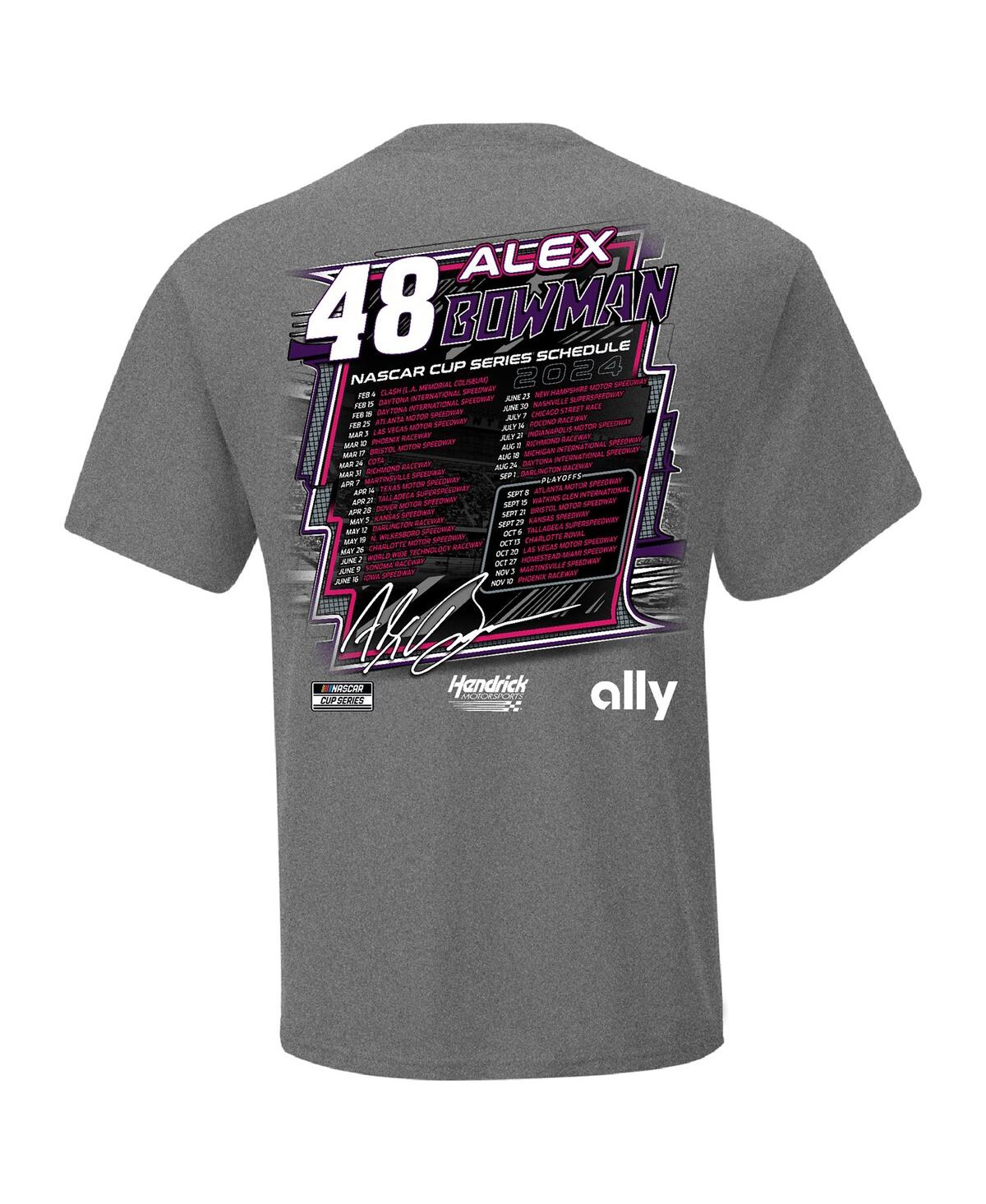 Shop Hendrick Motorsports Team Collection Men's  Gray Alex Bowman 2024 Nascar Cup Series Schedule T-shirt