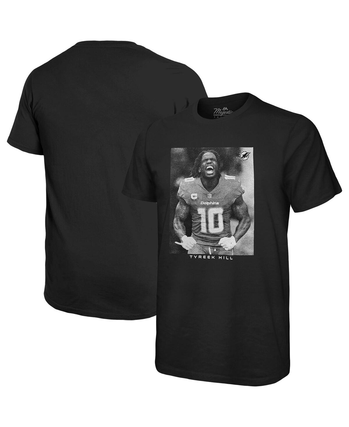 Shop Majestic Men's  Threads Tyreek Hill Black Miami Dolphins Oversized Player Image T-shirt