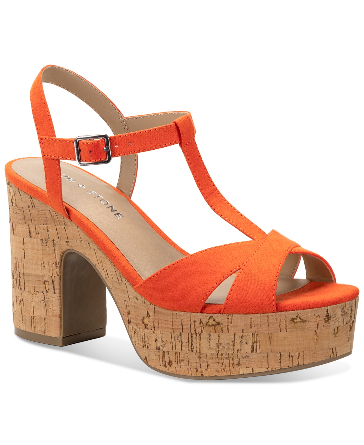Sun + Stone Women's Jillien Platform Block Heel Dress Sandals, Created For Macy's In Orange Micro