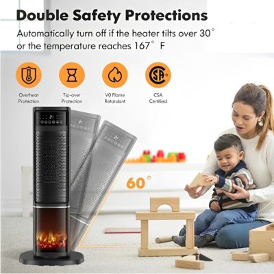 1500W Oscillating Ceramic Tower Electric Space Heater with Remote