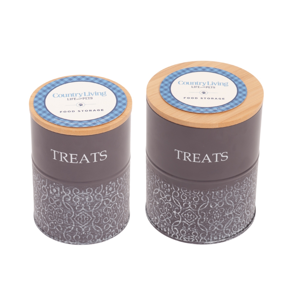 Country Living Pet Treat Storage Jars - Charcoal 2 (Pair) - Charcoal