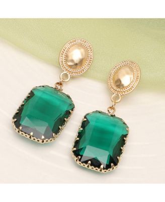 Women's Green  Stone Drop Earrings