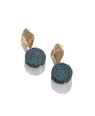 Women's Green  Textured Stone Drop Earrings