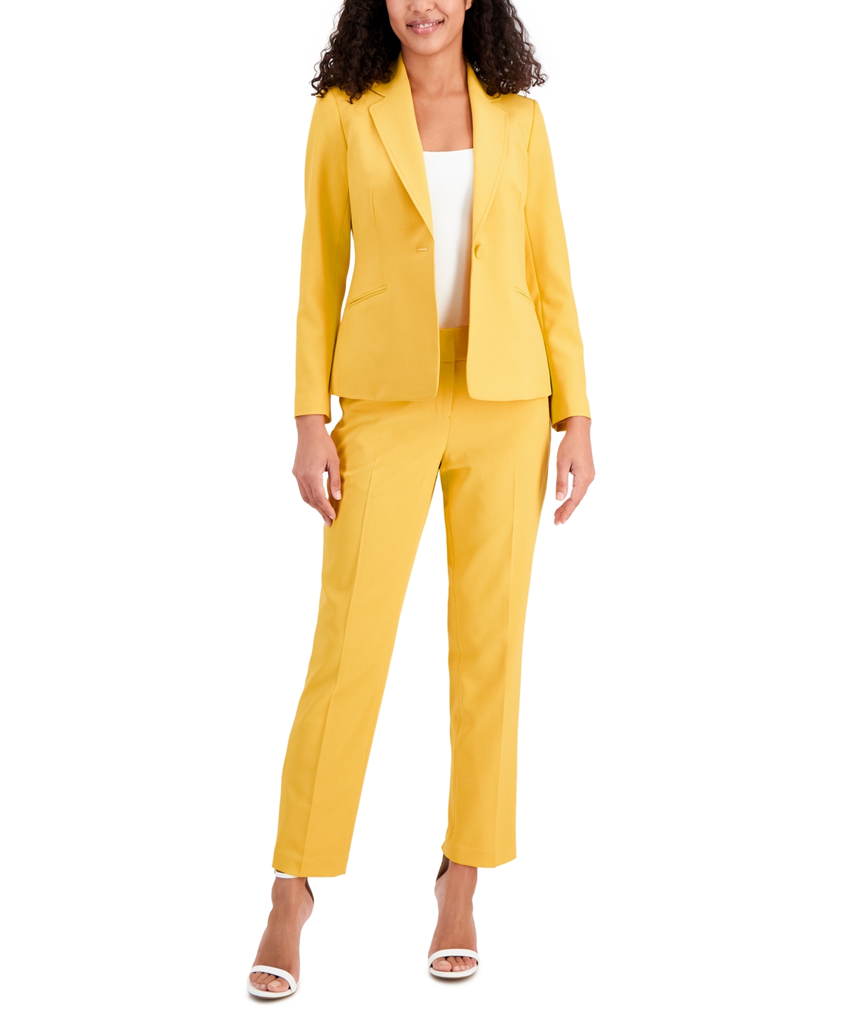 Women's Crepe One-Button Pantsuit, Regular & Petite Sizes - Golden Sunset