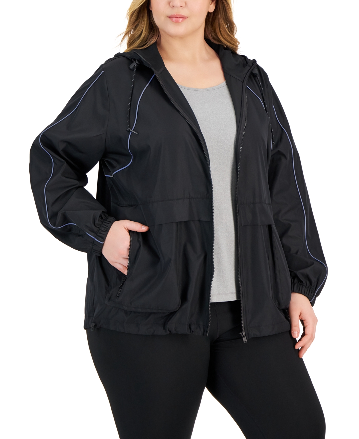 Plus Size Packable Zip-Front Hooded Jacket, Created for Macy's - Bright White