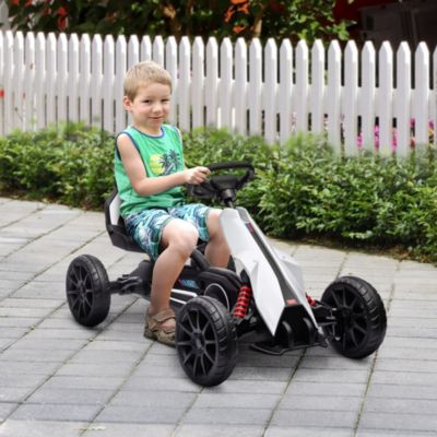 Kids Pedal Go Kart, Outdoor Ride on Toy with Adjustable Seat, Swing Axle, Handbrake, 4 Non-Slip EVA Wheels for Boys and Girls Aged 3-8 Years Old
