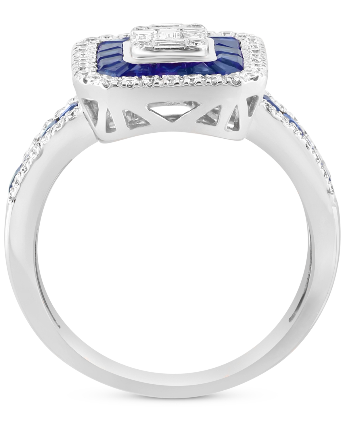 Shop Effy Collection Effy Sapphire (1-1/20 Ct. T.w.) & Diamond (1/2 Ct. T.w.) Halo Cluster Ring In 14k White Gold