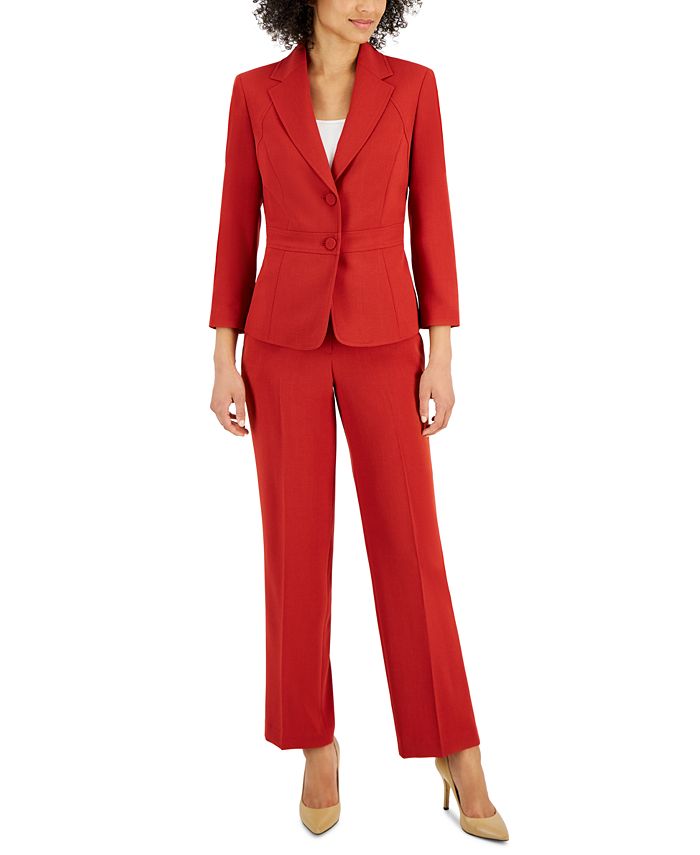 Le Suit Plus Size Crepe Two-Button Blazer Pantsuit - Macy's