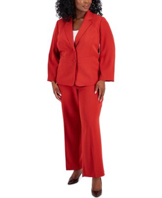 Le Suit Plus Size Crepe Two Button Blazer Pantsuit Macy s