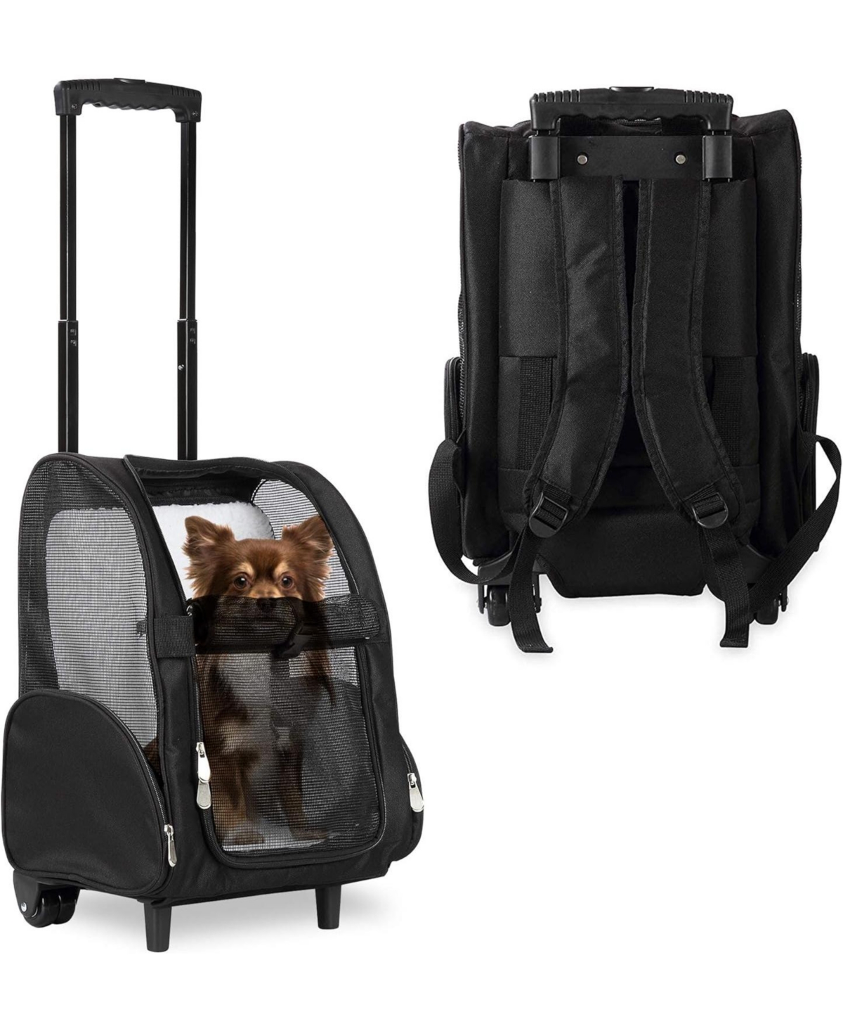 Backpack Pet Travel Carrier with Double Wheels Medium - Pink