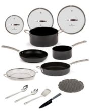 Emeril Lagasse Forever Pans, 10 Piece Cookware Set with Lids and Utensils, Hard Anodized Nonstick Pans, Black, Dishwasher Safe, Oven Safe