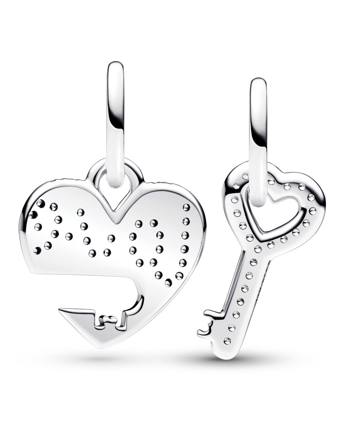 Two-tone Padlock Splittable Heart Charm Key Ring Set