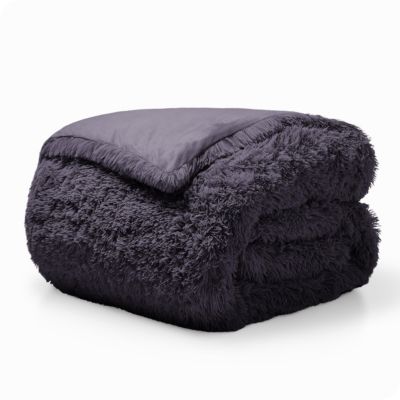 Shaggy Fleece Plush Front Crystal Velvet Back Duvet Cover, Queen