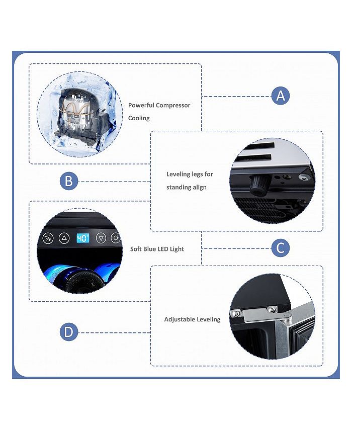 Kalamera 15'' 2.8 Cu.ft 30Bottle Builtin Wine Cooler Autofrost