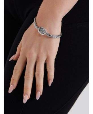 Bali Filigree with Hammer Accent with Dragon Bone Chain Bracelet in Sterling Silver