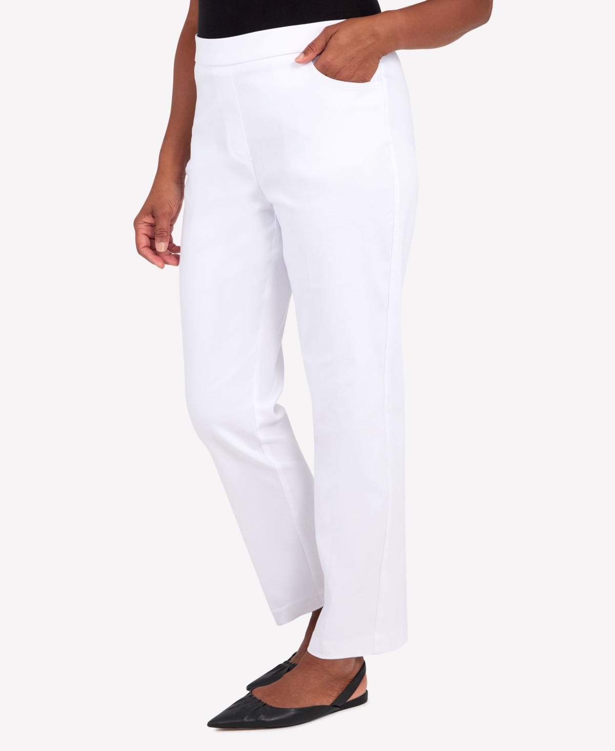 Alfred Dunner Women's Super Stretch Mid- Rise Average Length Denim Pant In White