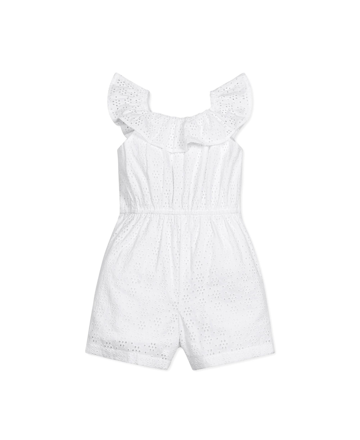 Hope & Henry Girls' Ruffle Collar Button Front Eyelet Romper, Infant