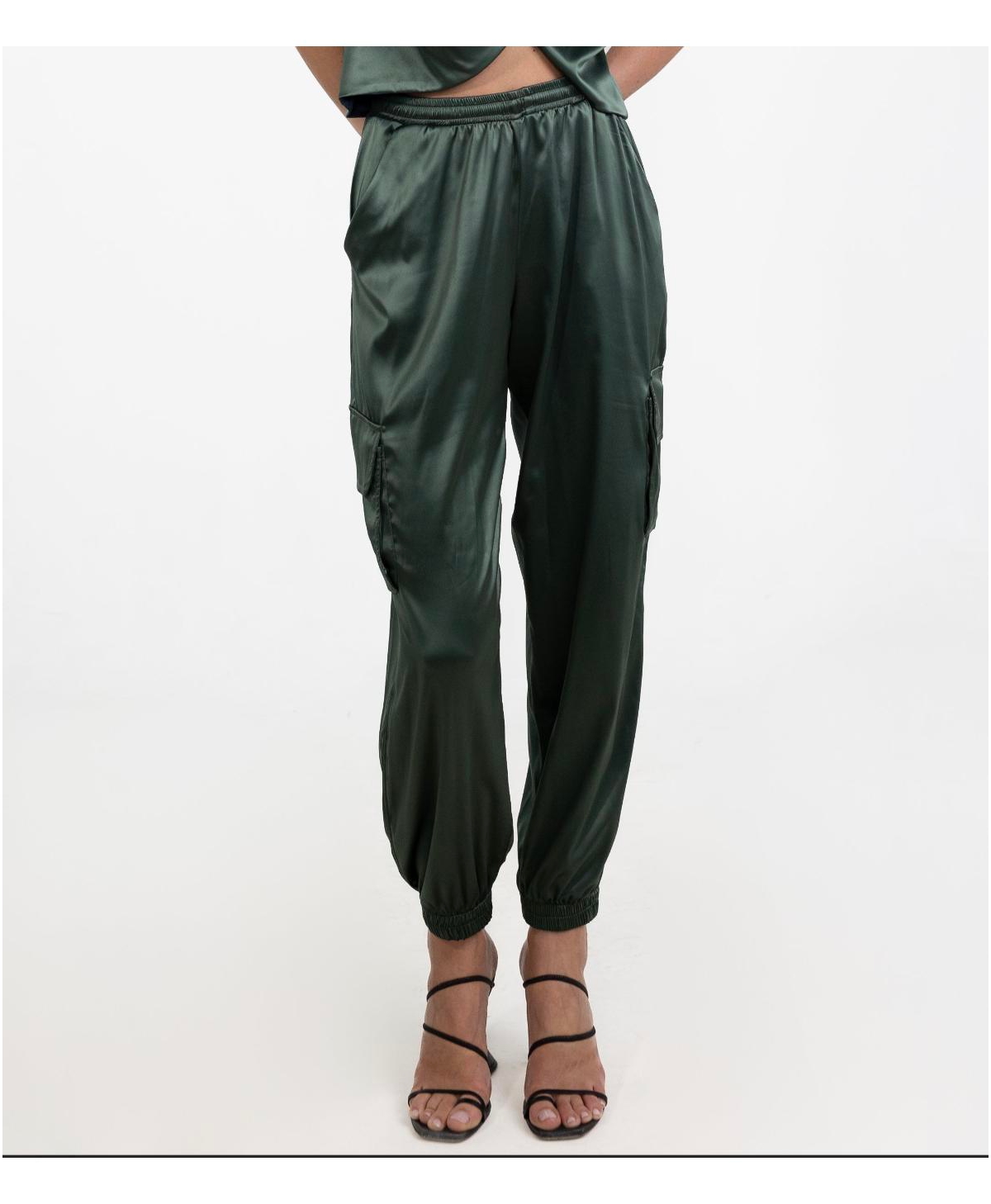 Luxury Satin Spandex Pants Jour by Entos - Olive green