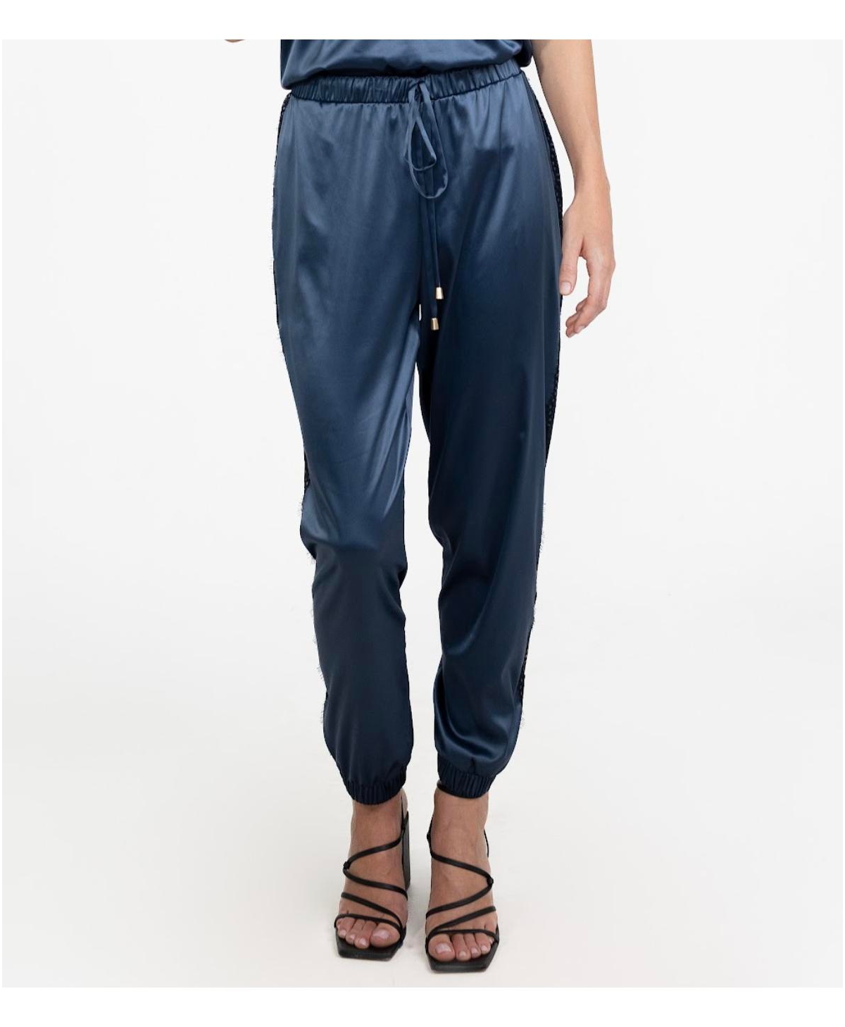 Luxury Satin Pants Tapiss By Entos - Navy blue