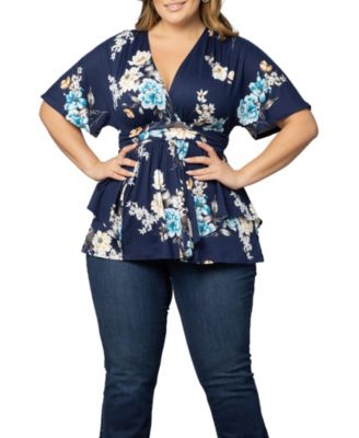 Plus Size Encore Short Sleeve Printed Top