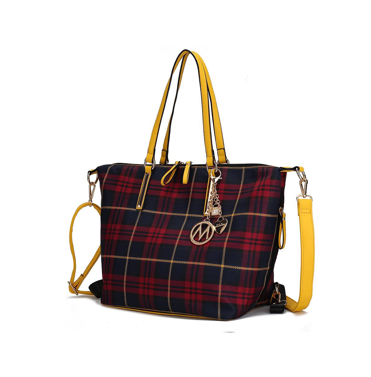 Mkf Collection Layla Plaid Tote Bag, Convertible in Backpack By Mia K